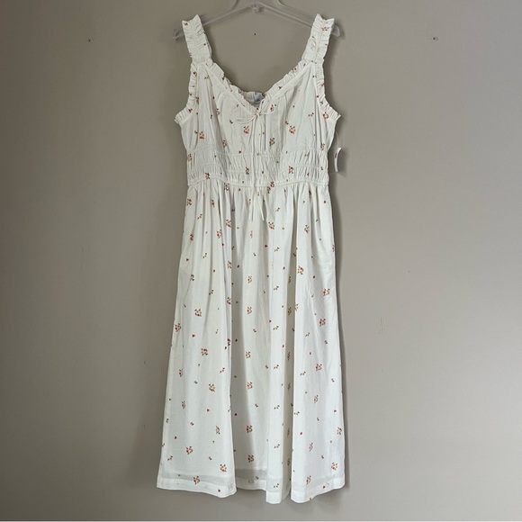 Old Navy Colorway Fit & Flare White Ditsy Floral Cottagecore Midi Dress L - Picture 2 of 16